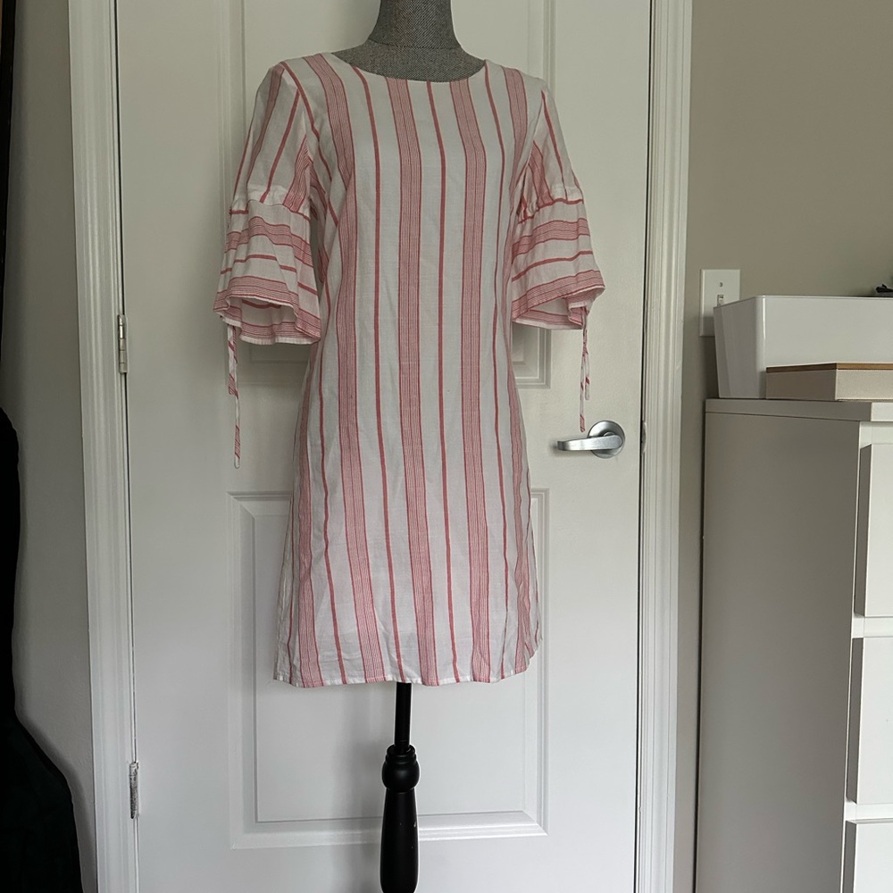 Skies Are Blue red and White sleeves Tiered Dress,size XS